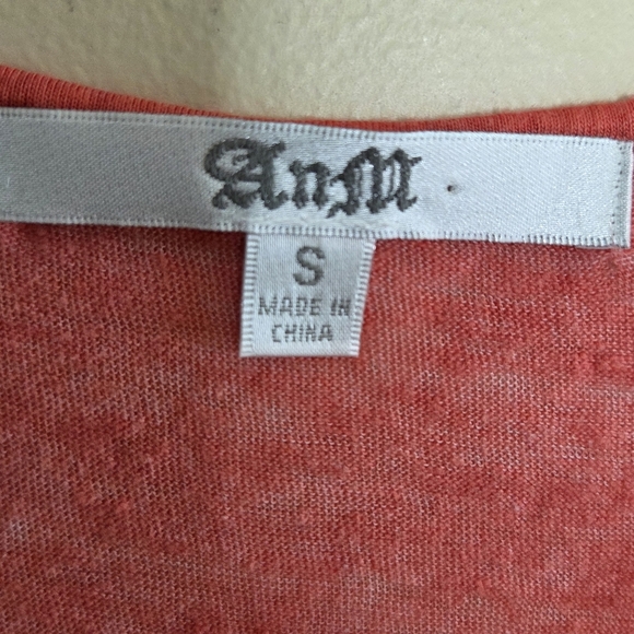 AnM | Lightweight Slub Knit Tank Dress in Heathered Red & Pink Size Small - Picture 3 of 4